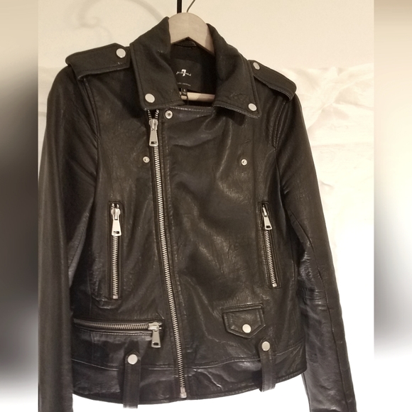 7 For All Mankind Leather Motorcycle Jacket - Picture 7 of 14